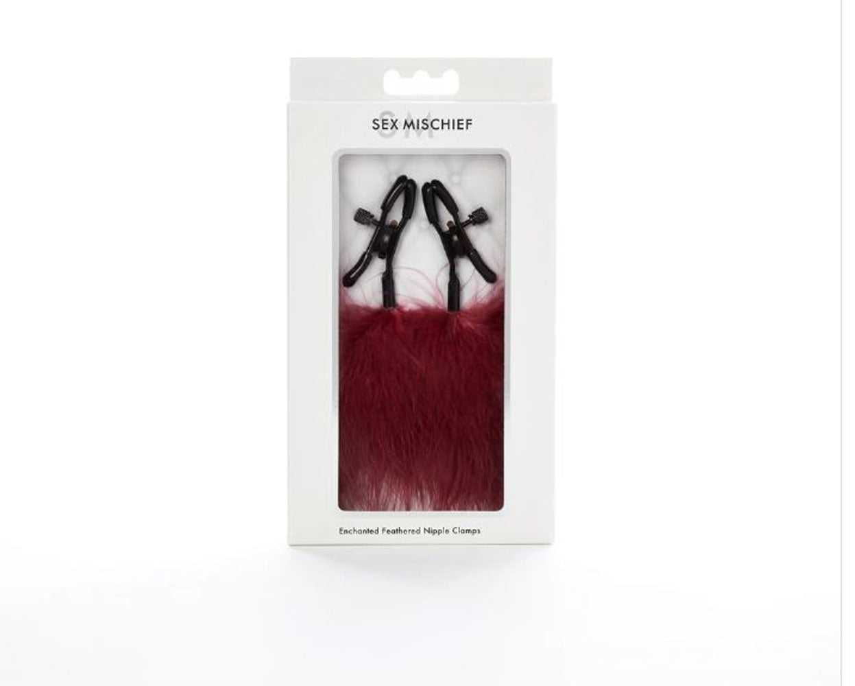 Sex and Mischief Enchanted Feather Nipple Clamps - Burgundy SS098-31