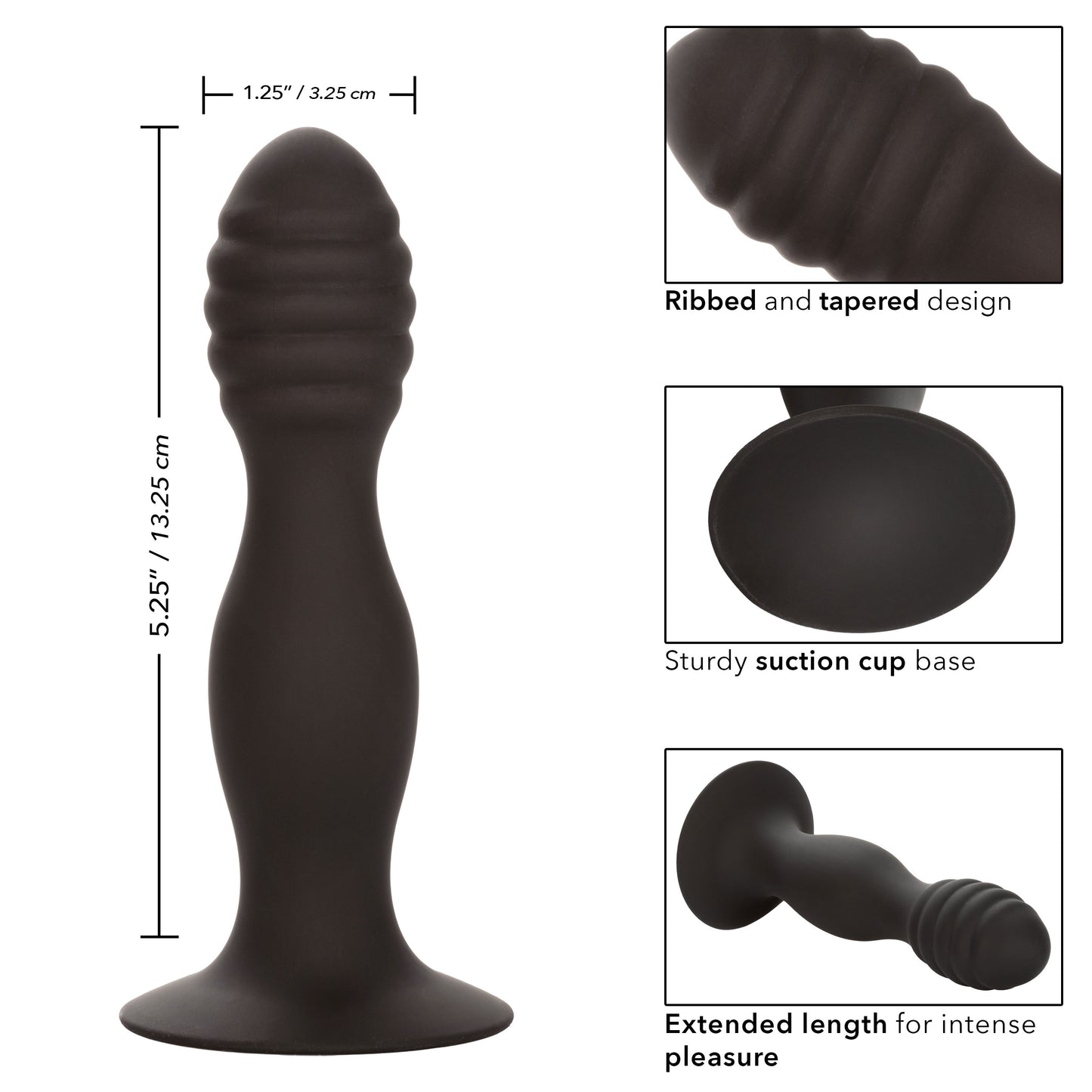 Silicone Ribbed Anal Stud - Black SE0416252