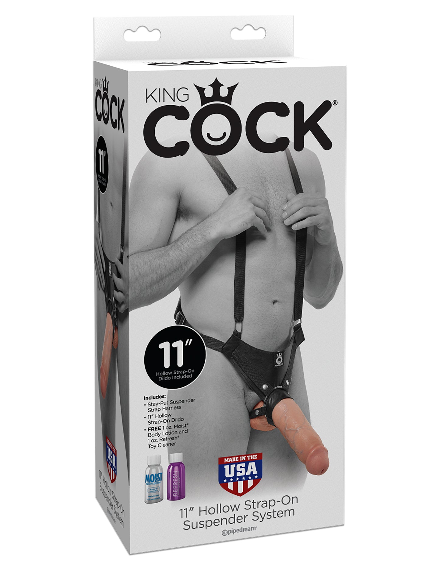 King Cock 11 Inch Hollow Strap on Suspender  System - Flesh PD5642-21