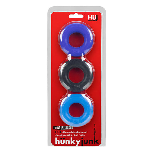 Hunkyjunk Huj3 C-Ring 3 Pk - Blue / Multi OX-HUJ-102-BLUMULTI