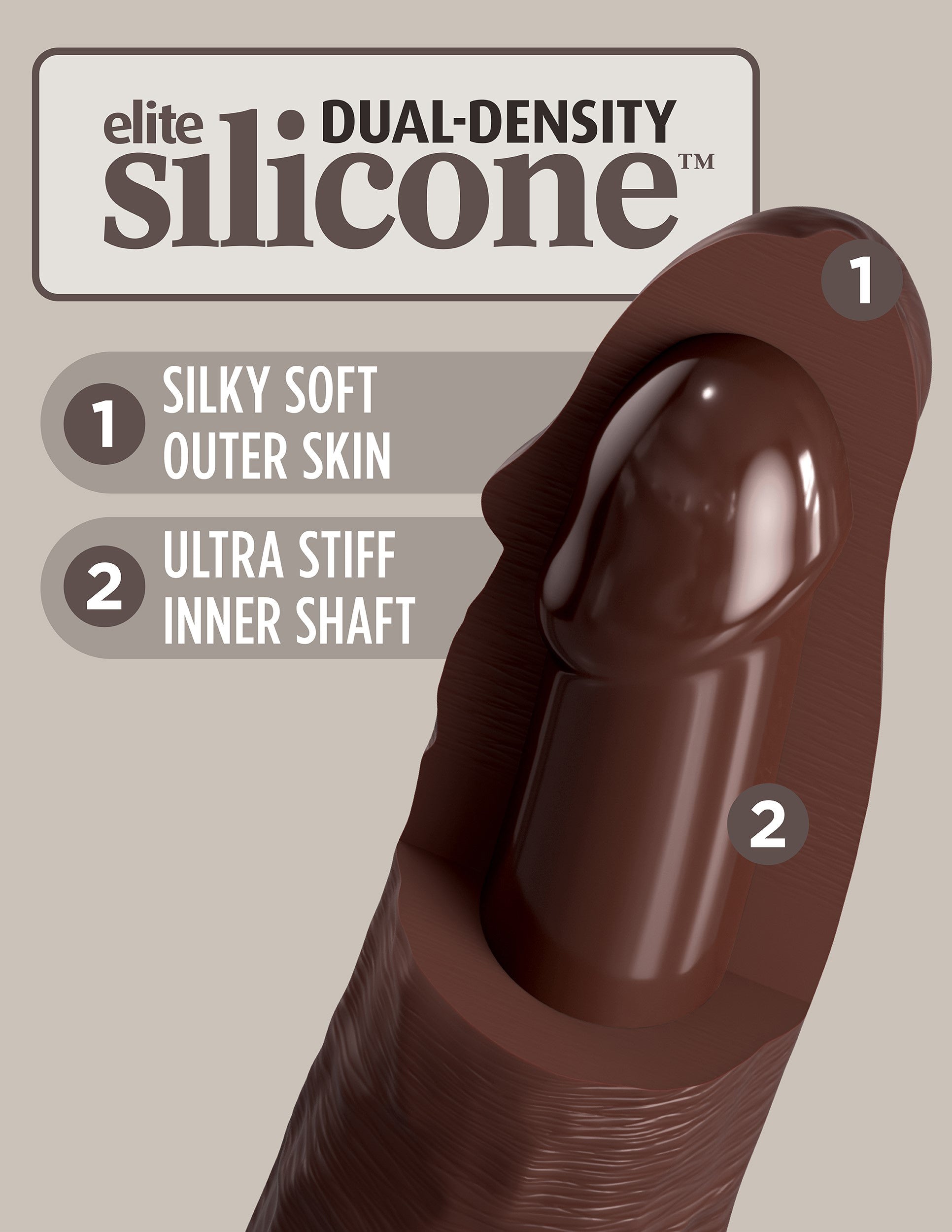 King Cock Elite 9 Inch Vibrating Silicone Dual  Density Cock With Remote - Brown PD5779-29