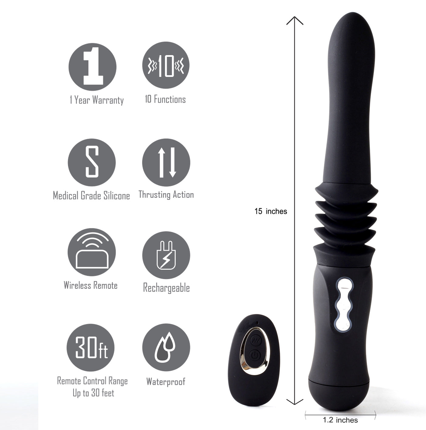 Max Silicone Thrusting Portable Love Machine -  Black MTLM15102-BLK