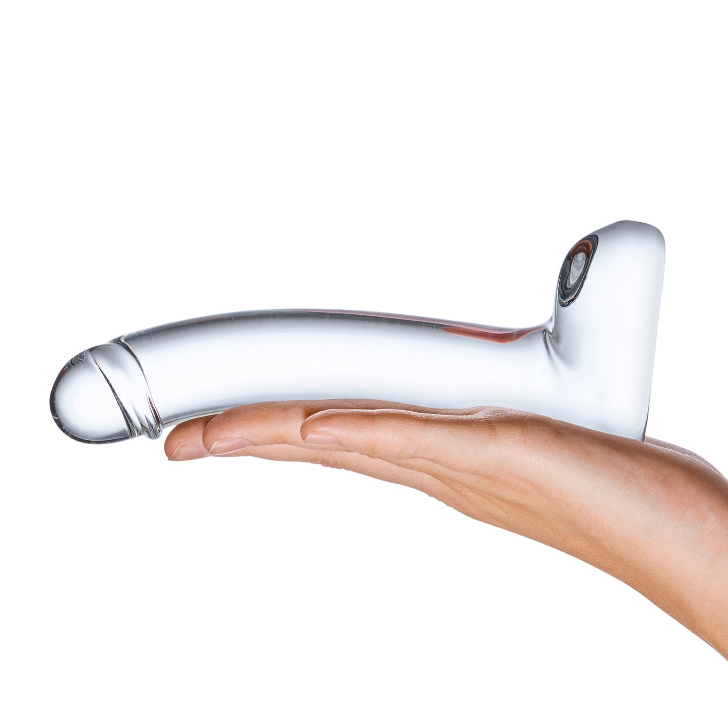 7 Inch Realistic Curved Glass G-Spot Dildo - Clear GLAS-153