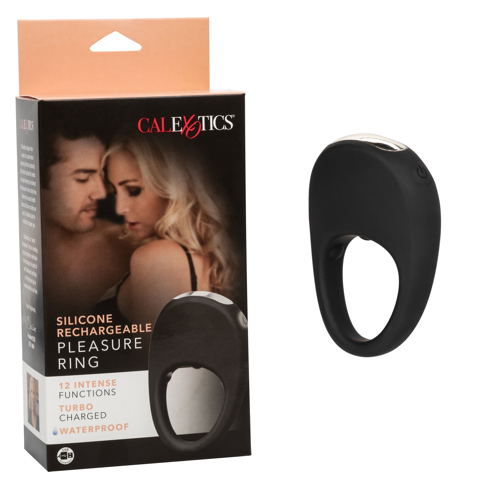 Silicone Rechargeable Pleasure Ring - Black - Black SE1841073