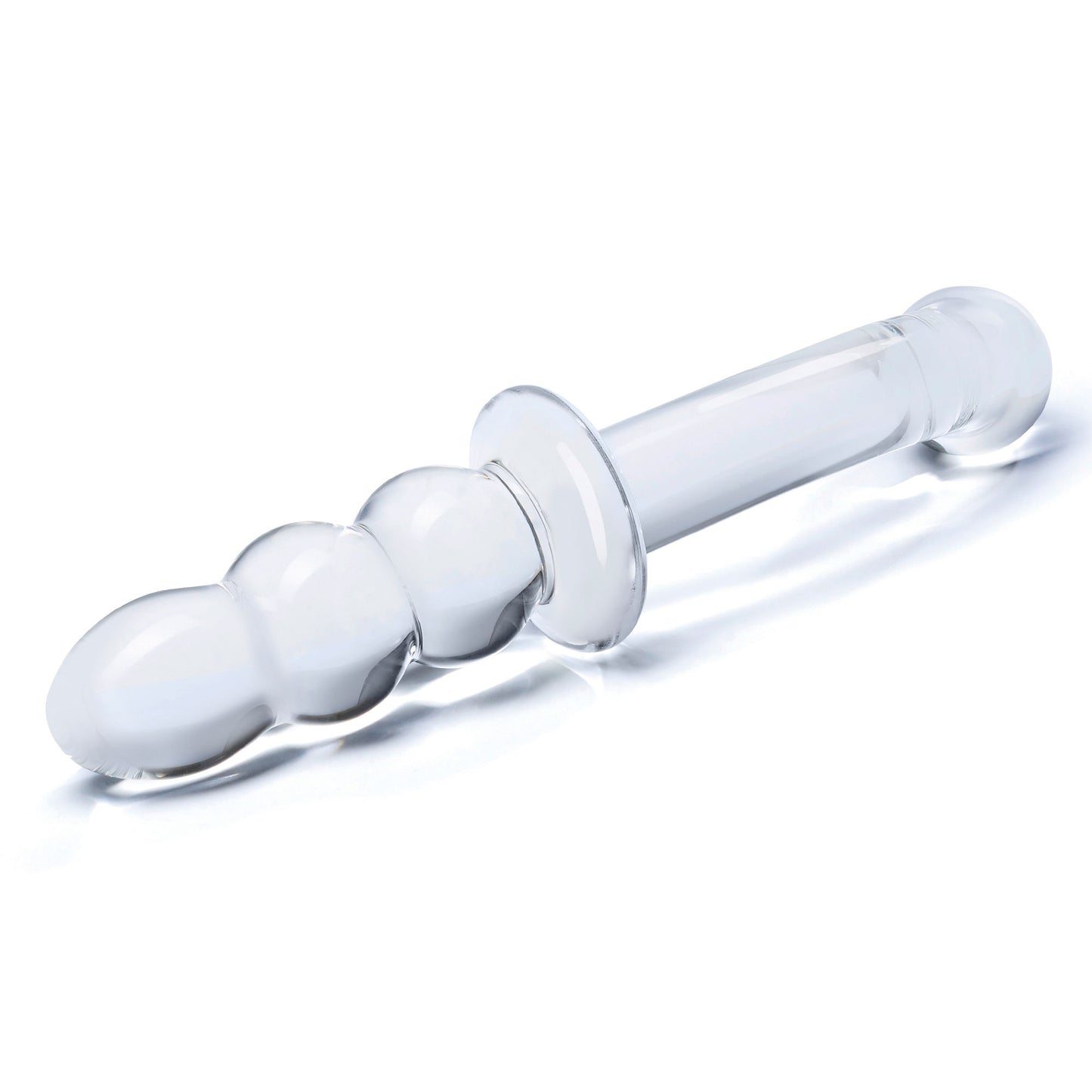 8 Inch Ribbed G-Spot Glass Dildo - Clear GLAS-152