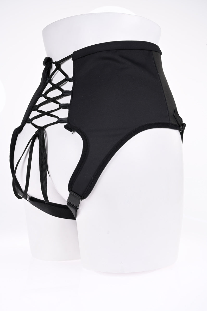 High Waisted Corset Strap on - Black SS31006