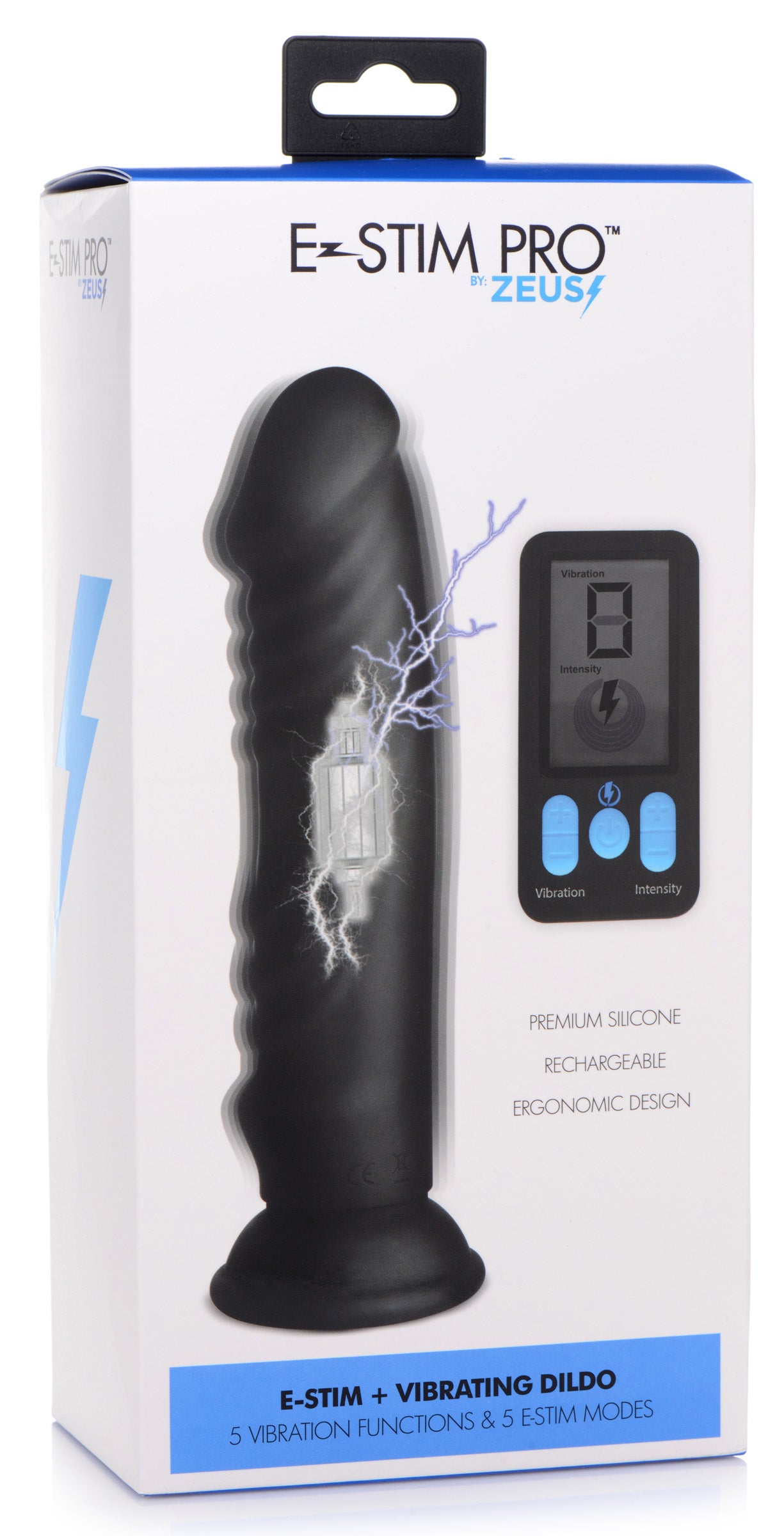 E-Stim and Vibrating Dildo With Remote - Black ZE-AG661