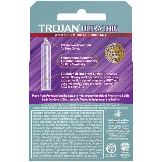 Trojan Ultra Thin Armor Spermicidal Condoms - 3 Pack