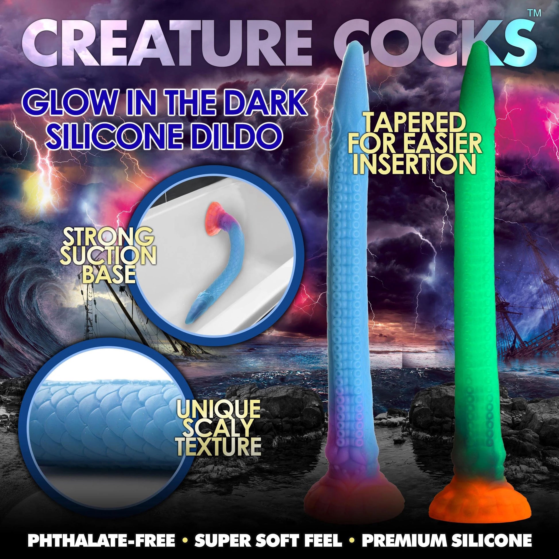 Makara Glow-in-the-Dark Silicone Snake Dildo CC-AH149