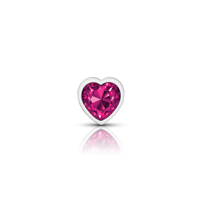 Bright Pink Heart Gem Silver Metal Plug - Sm