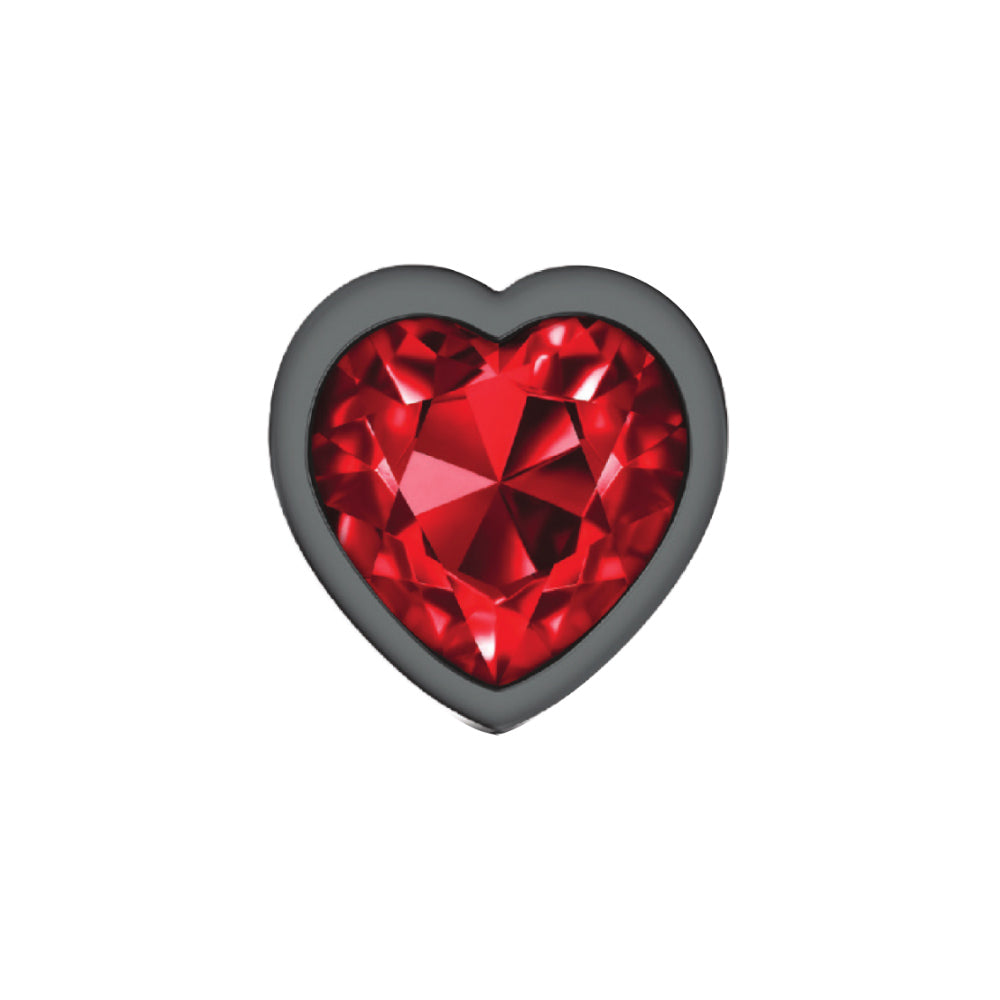 Cheeky Charms-Gunmetal Metal Butt Plug- Heart-Dark Red-Large VB-CC9137