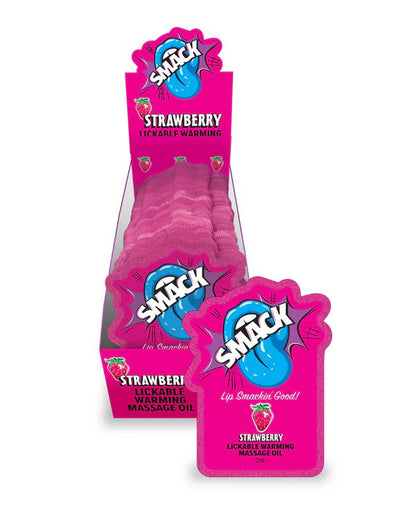 "Smack Lickable Massage Oil, 3ml Pouch Display 36pc - Strawberry LG-BT444PD"