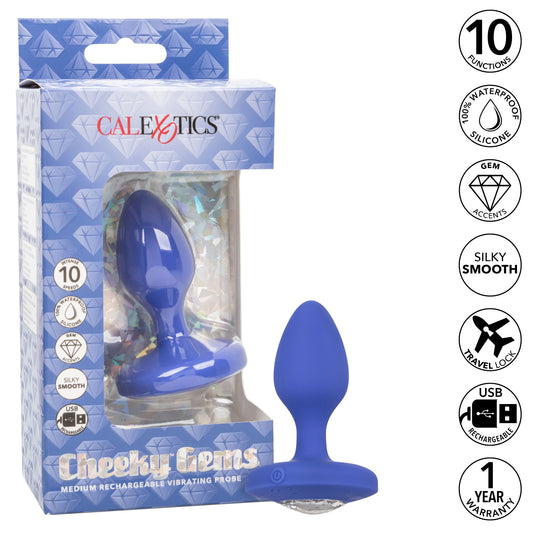 Cheeky Gems - Medium Rechargeable Vibrating Probe  - Blue SE0443203