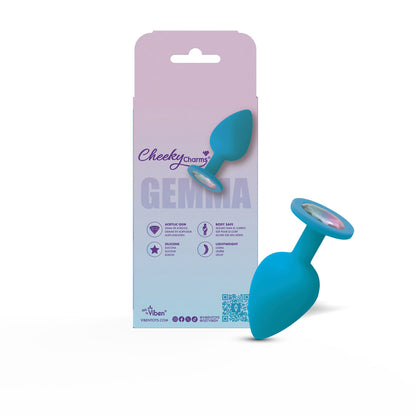 Gemma Clear Iridescent Gem Teal Silicone Plug - L