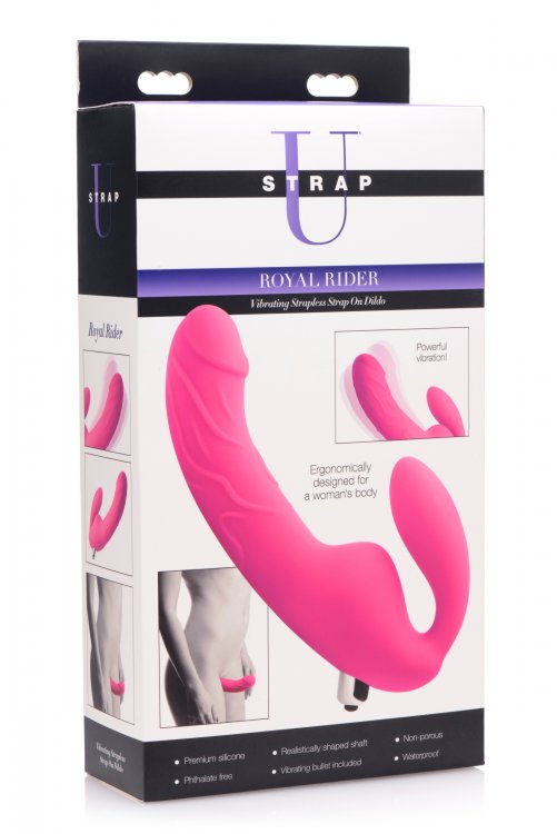 Royal Rider Vibrating Strapless Strap- on Dildo - Pink SU-AF467