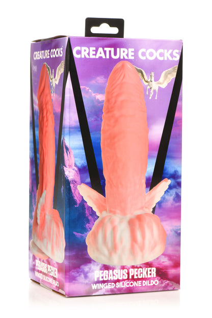 Pegasus Pecker Winged Silicone Dildo - Pink/white CC-AH239-PNK