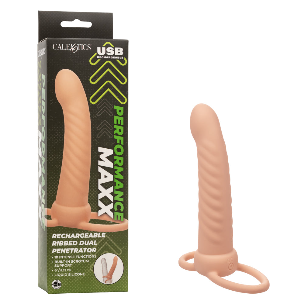 Performance Maxx Rechargeable Ribbed Dual Penetrator - Ivory SE1634103