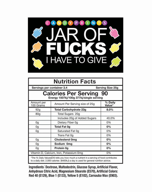 Jar of Fucks I Have to Give  2lb Tart Candy