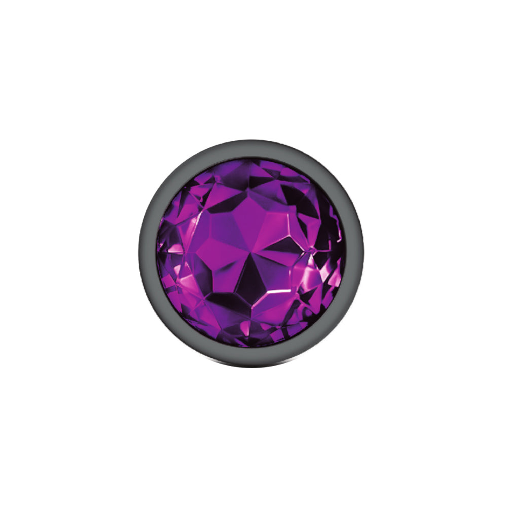 Cheeky Charms-Gunmetal Metal Butt Plug- Round-Deep Purple-Large VB-CC9125