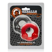 Ultraballs 2-Piece Cockring Set - Steel & Red OX-3010-STR