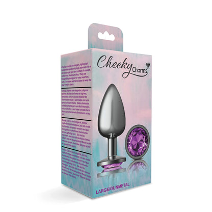 Cheeky Charms-Gunmetal Metal Butt Plug- Round-Deep Purple-Large VB-CC9125