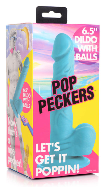 Pop Pecker 6.5 Inch Dildo With Balls - Blue POPP-AG766-BLU