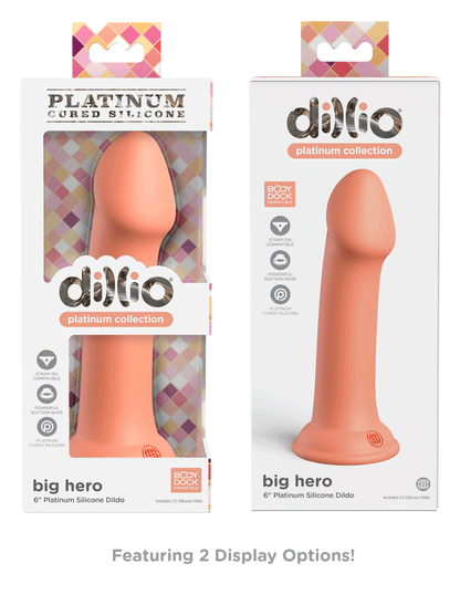 Dillio Platinum - Big Hero 6 Inch Dildo - Peach PD5385-43