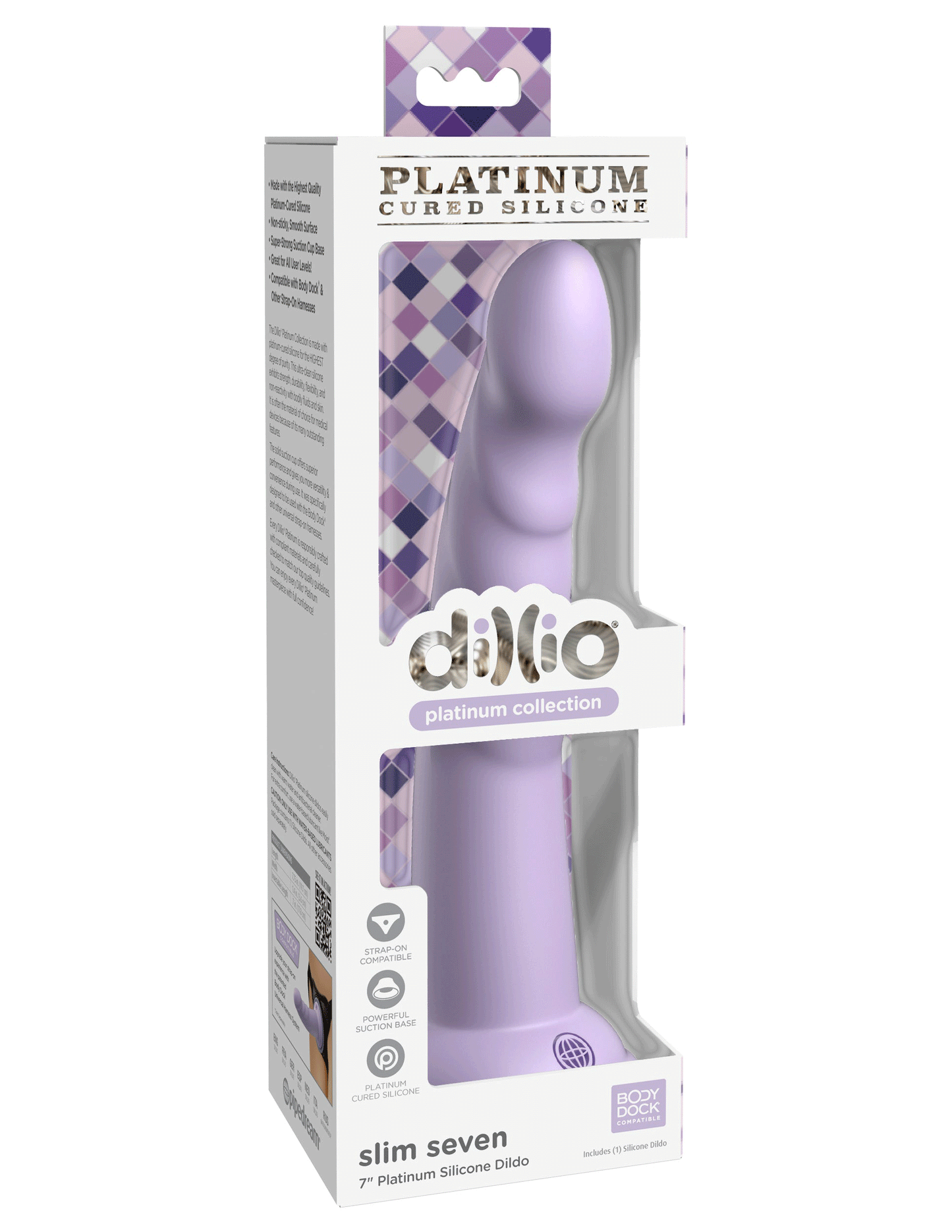 Dillio Platinum - Slim Seven 7 Inch Dildo - Purple PD5387-12