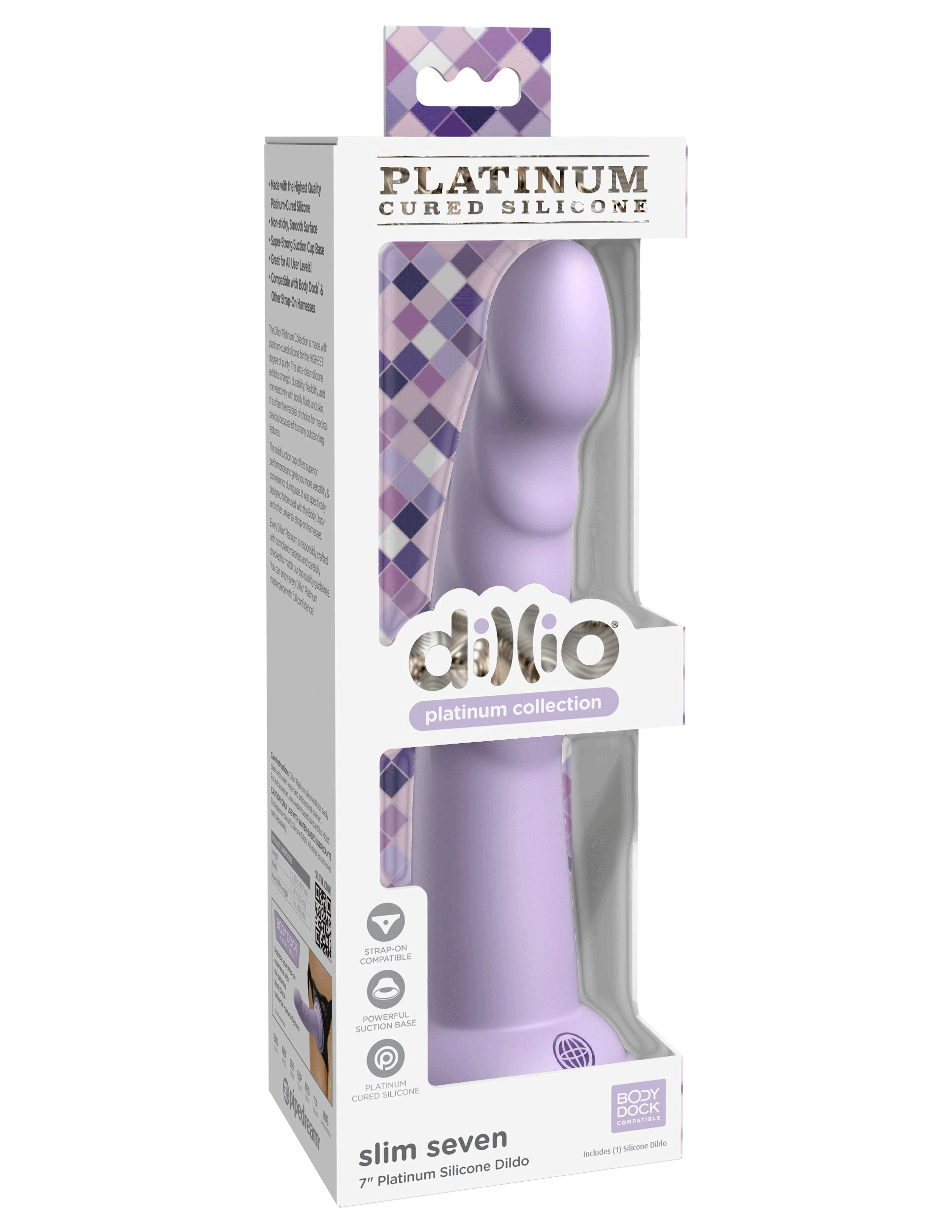 Dillio Platinum - Slim Seven 7 Inch Dildo - Purple PD5387-12