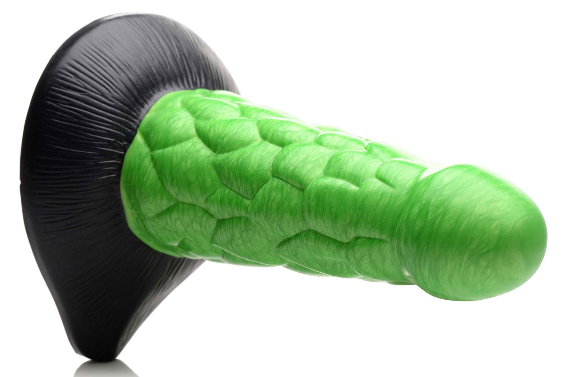 Radioactive Reptile Thick Scaly Silicone  Dildo - Green CC-AG872-GRN