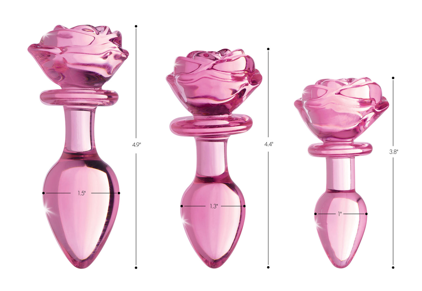 Pink Rose Glass Anal Plug - Small BTYS-AG650-SML