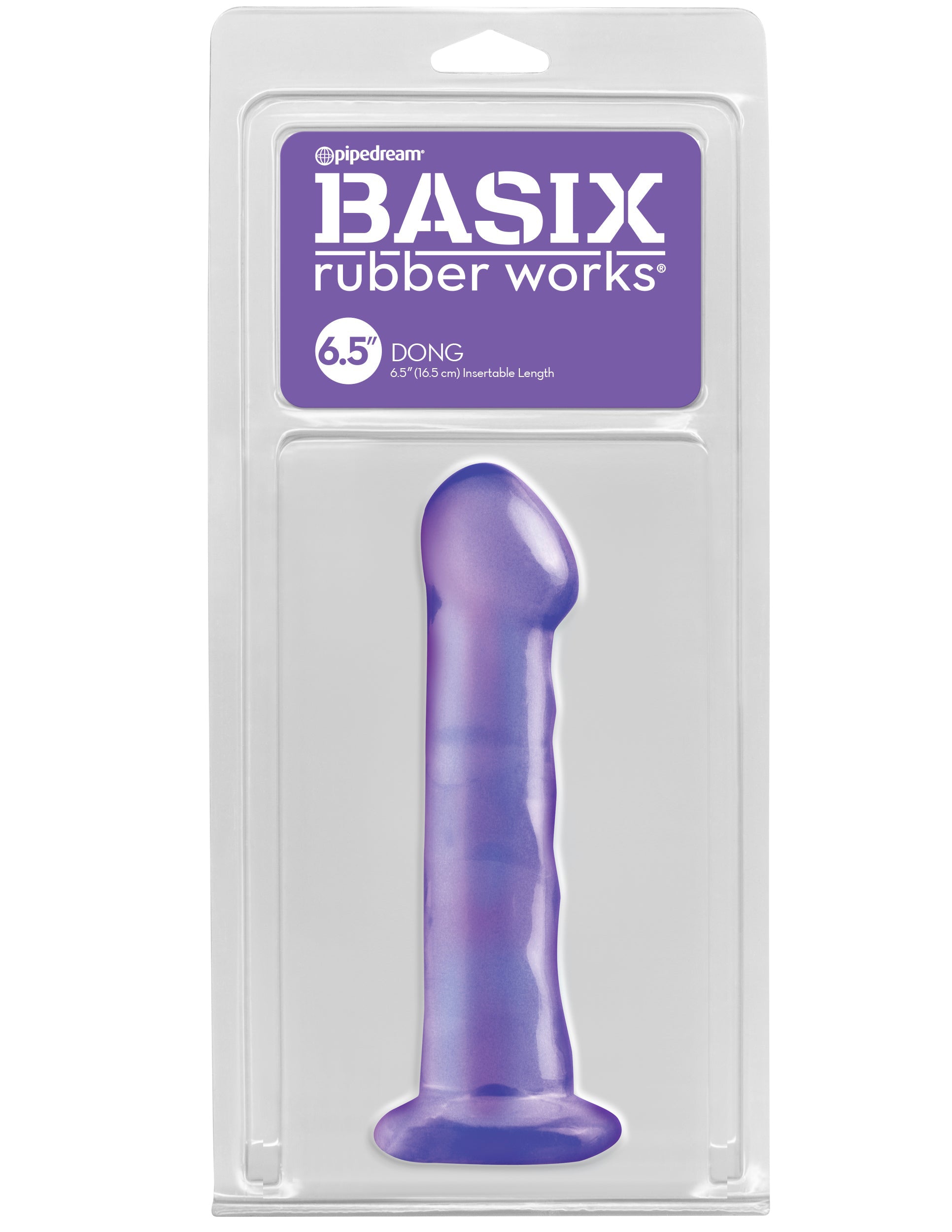 Basix Rubber Works - 6.5 Inch Dong With Suction Cup - Purple PD4208-12