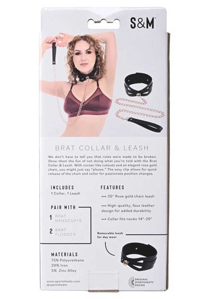 Brat Collar and Leash - Black / Rose Gold SS09841