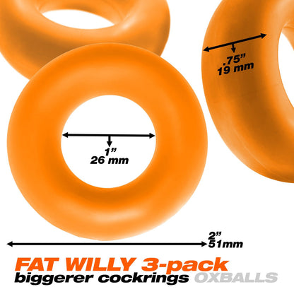 Fat Willy 3-Pack Jumbo Cockring - Orange OX-3065-ORG