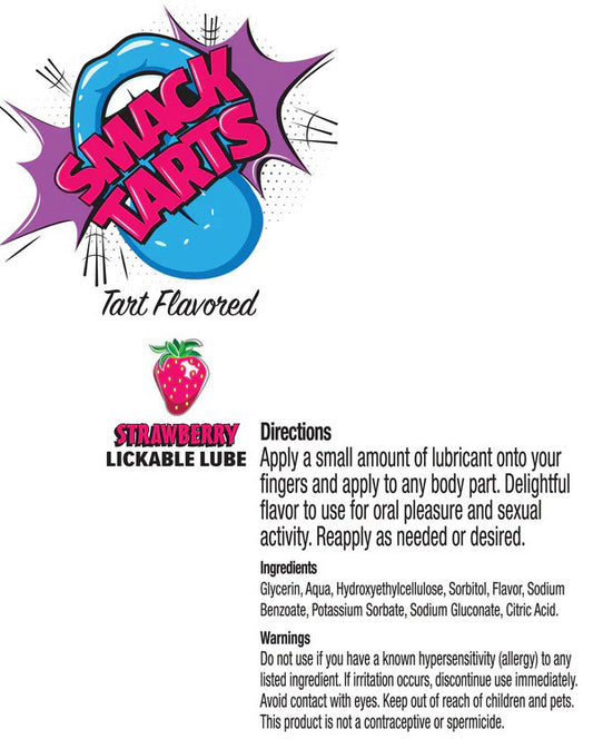 Smack Tarts Lube 3ml Pouch Display 36pc - Sour Strawberry