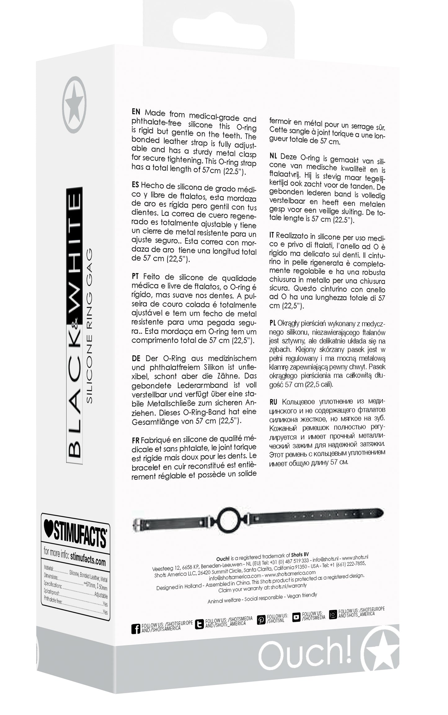 Silicone Ring Gag With Adjustable Bonded Leather  Staps - Black OU-OU679BLK