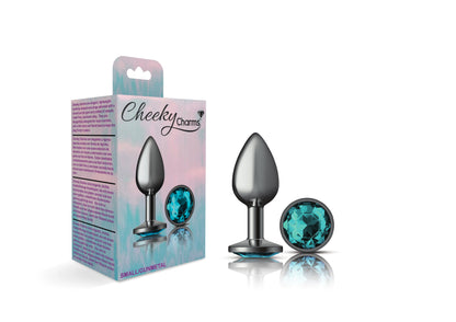 Cheeky Charms-Gunmetal Metal Butt Plug- Round-Teal-Small VB-CC9120