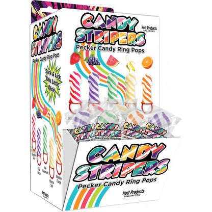 "Candy Stripers Pecker Candy Ring Pop 36pc Display - 5 Assorted Flavors HTP3599-D"