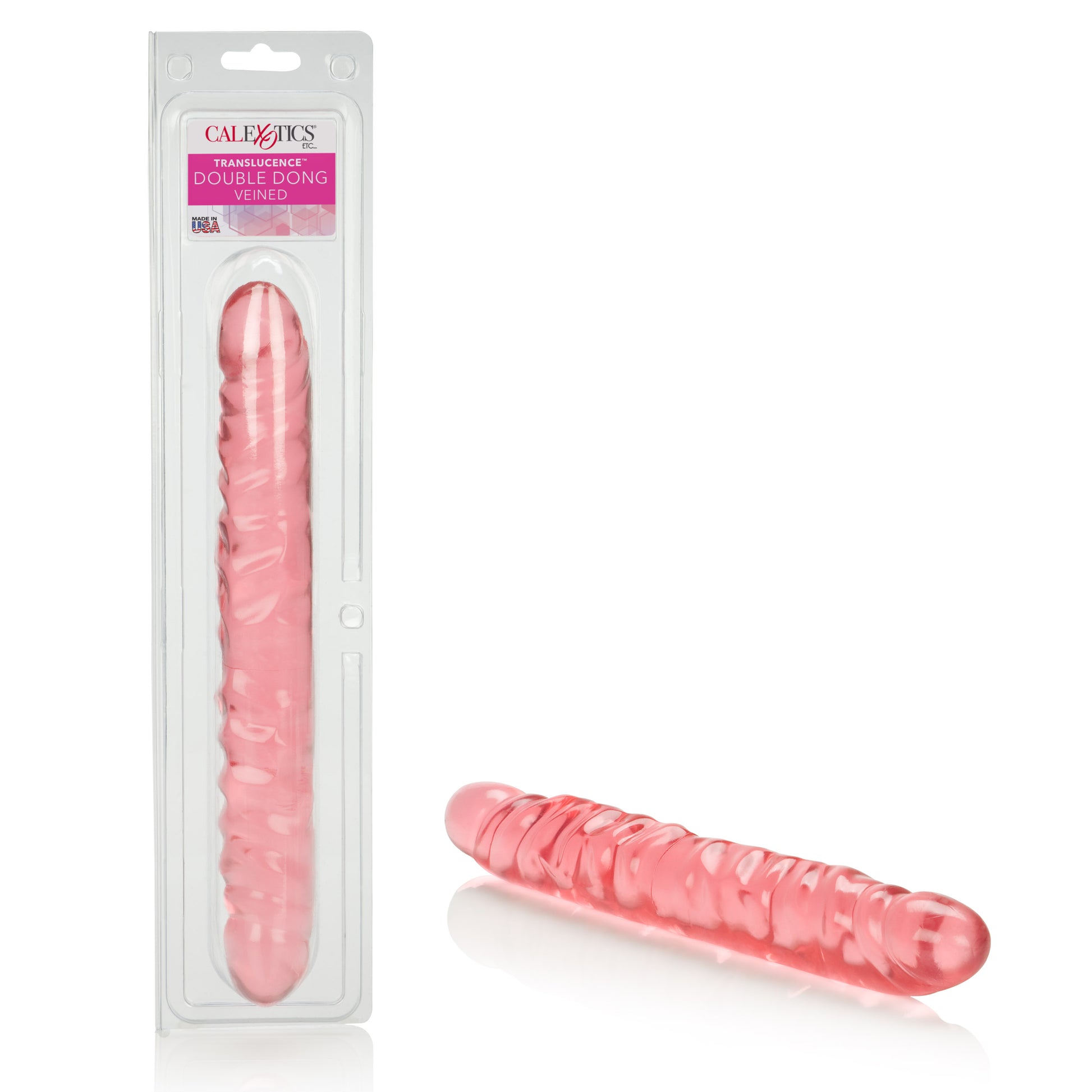 Translucence 12 Inches Veined Double Dong - Pink SE0281402