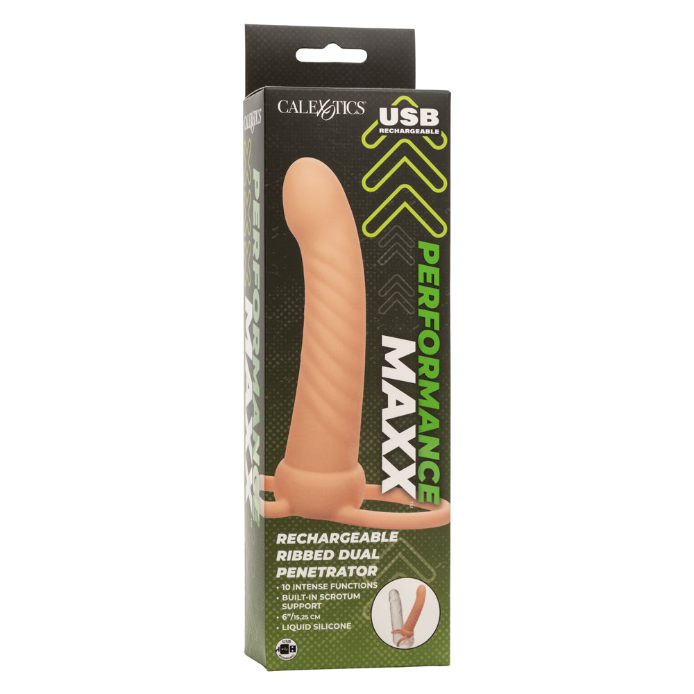 Performance Maxx Rechargeable Ribbed Dual Penetrator - Ivory SE1634103