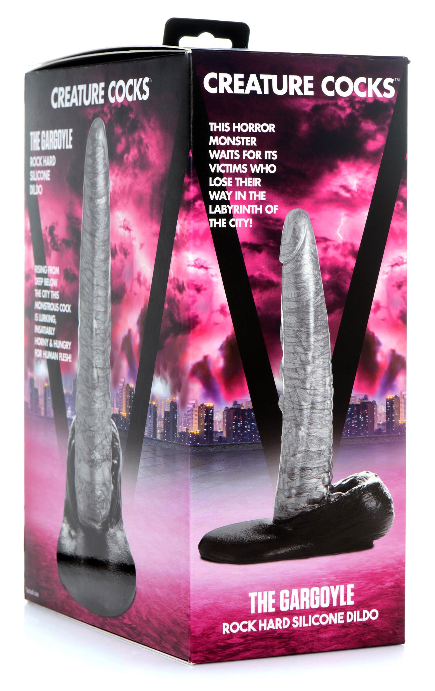 The Gargoyle Rock Hard Silicone Dildo -  Silver CC-AG875-SLV