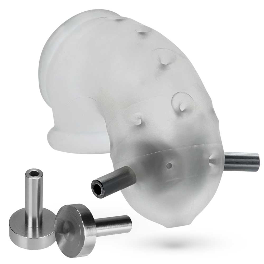 Airlock Electro Air-Lite Vented Chastity With Two  4mm Contacts - Clear Ice OX-3086-ELEC