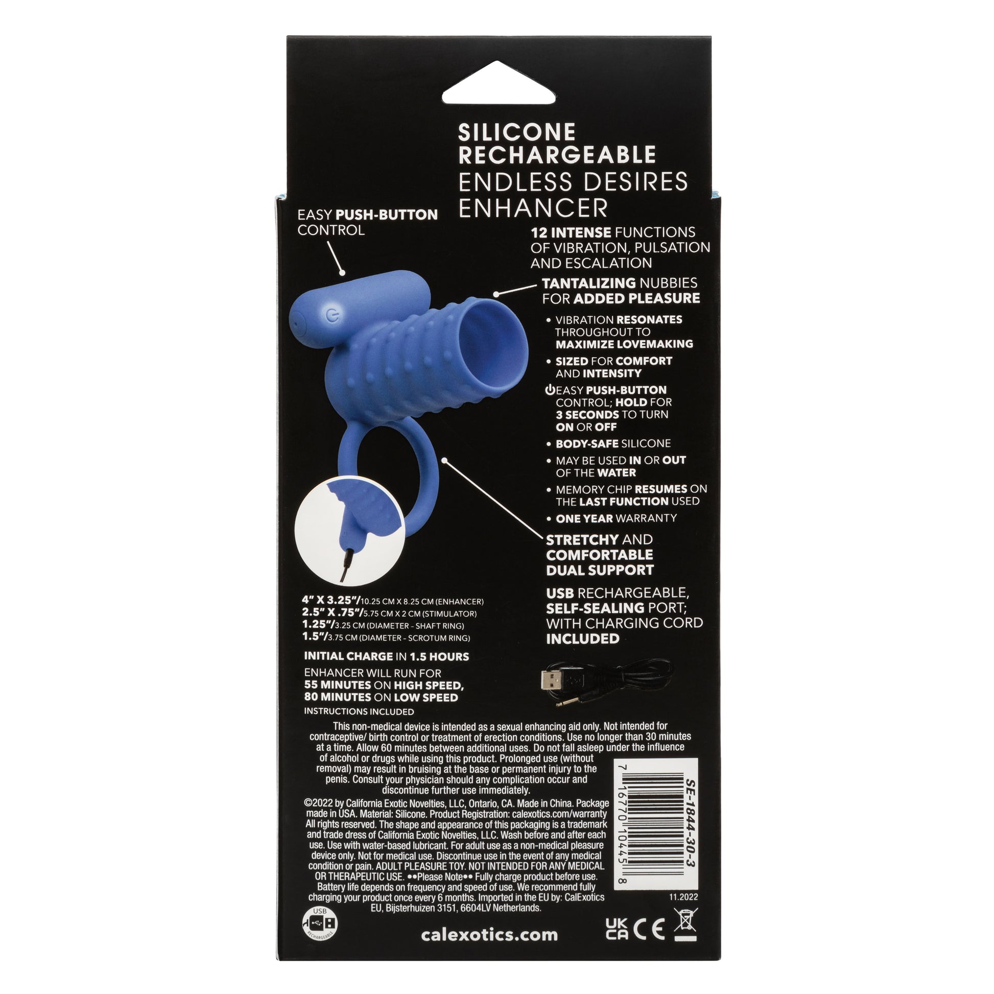 Silicone Rechargeable Endless Desires Enhancer -  Blue SE1844303