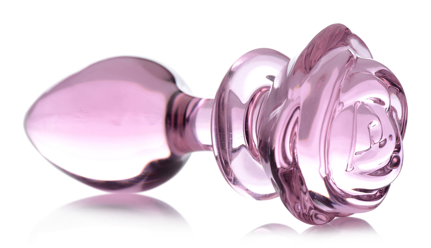 Pink Rose Glass Anal Plug - Large BTYS-AG650-LRG