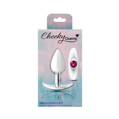 Cheeky Charms-Silver Metal Butt Plug Kit -Clear/bright Pink VB-CC9140