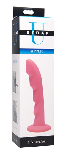 Ripples Silicone Dildo Strap on Compatible - Pink SU-AE109PNK