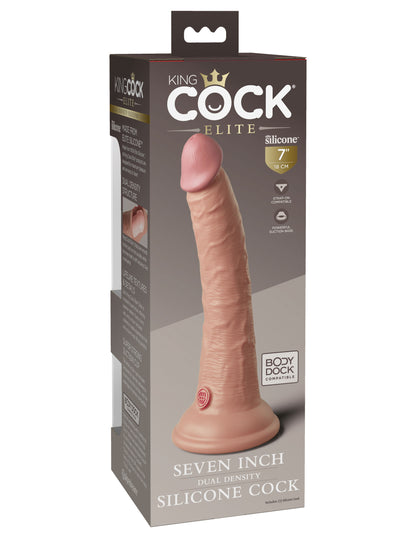 King Cock Elite 7 Inch Silicone Dual Density Cock  - Light PD5771-21