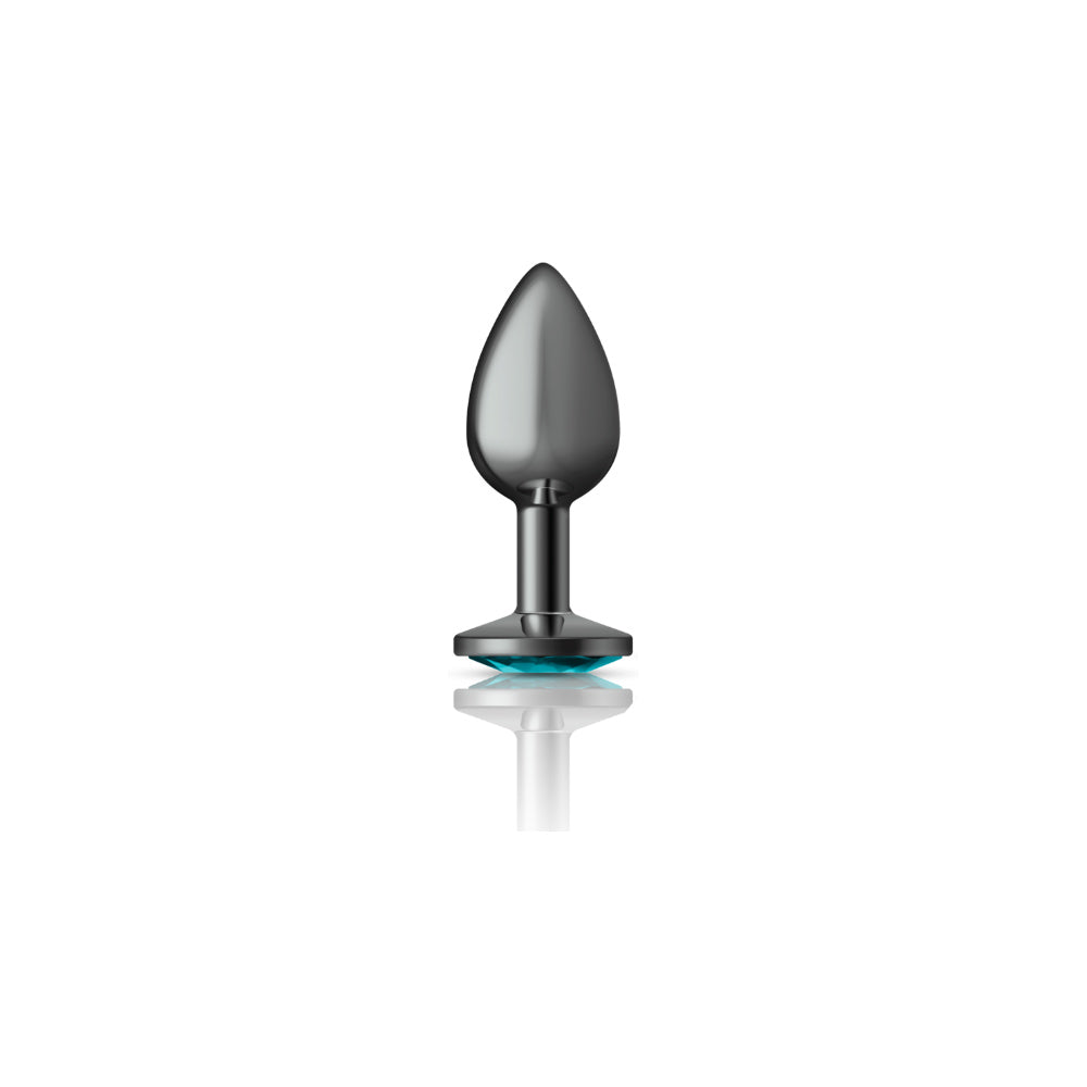 Cheeky Charms-Gunmetal Metal Butt Plug- Round-Teal-Small VB-CC9120