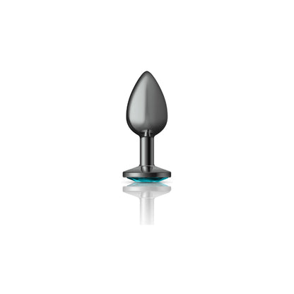 Cheeky Charms-Gunmetal Metal Butt Plug- Round-Teal-Small VB-CC9120