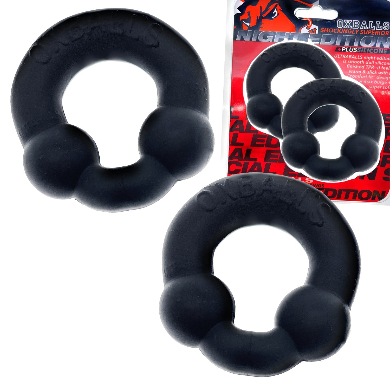 Ultraballs 2- Piece Cockring Set - Night Black OX-3010-NGT